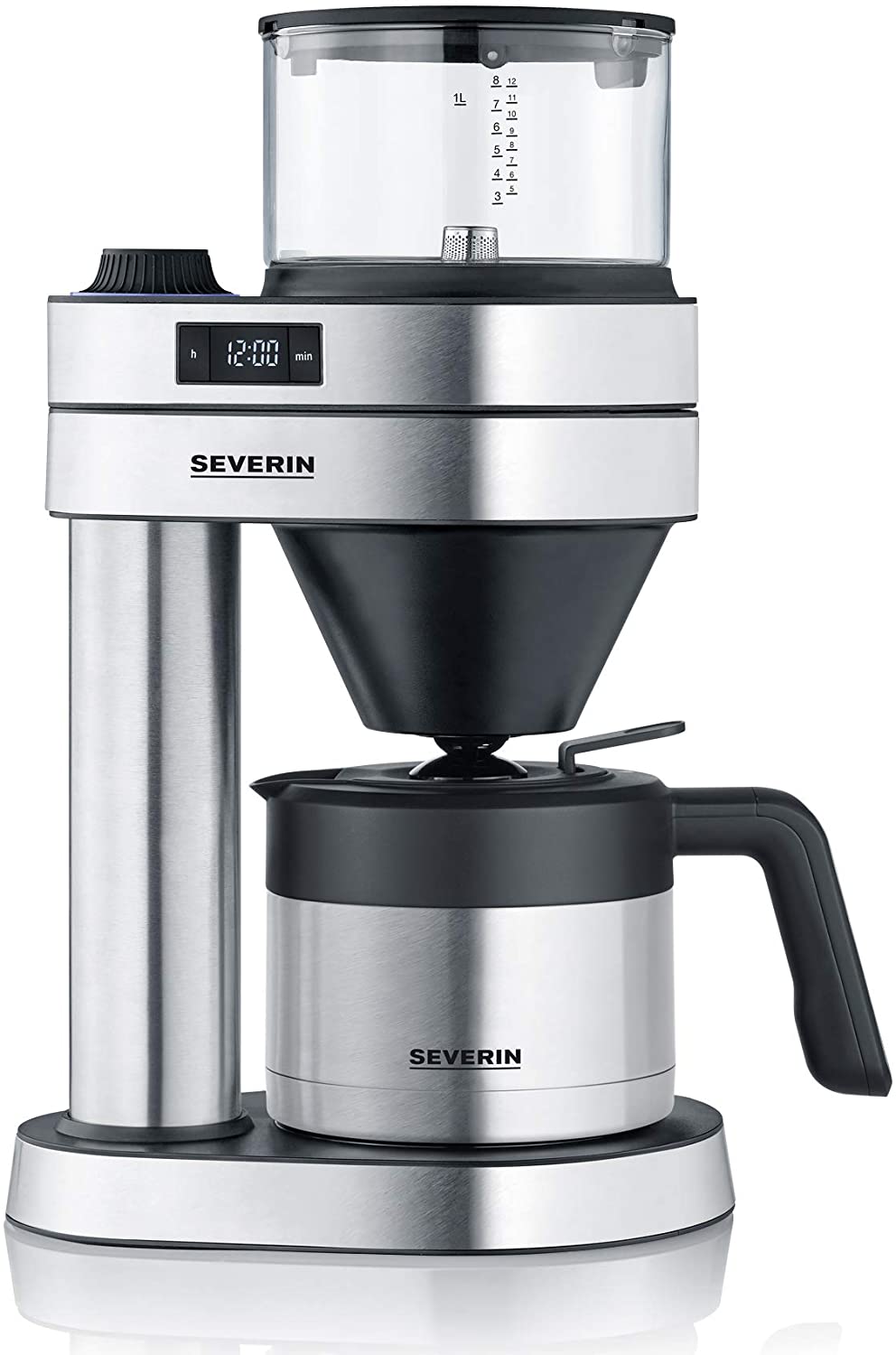 Severin Caprice Ka 5763 Filter Coffee Machine, Handmade with Coffee Machine for Up to 8 Cups, Coffee Machine With Timer, Brushed Stainless Steel / Matte Black Ka 5763