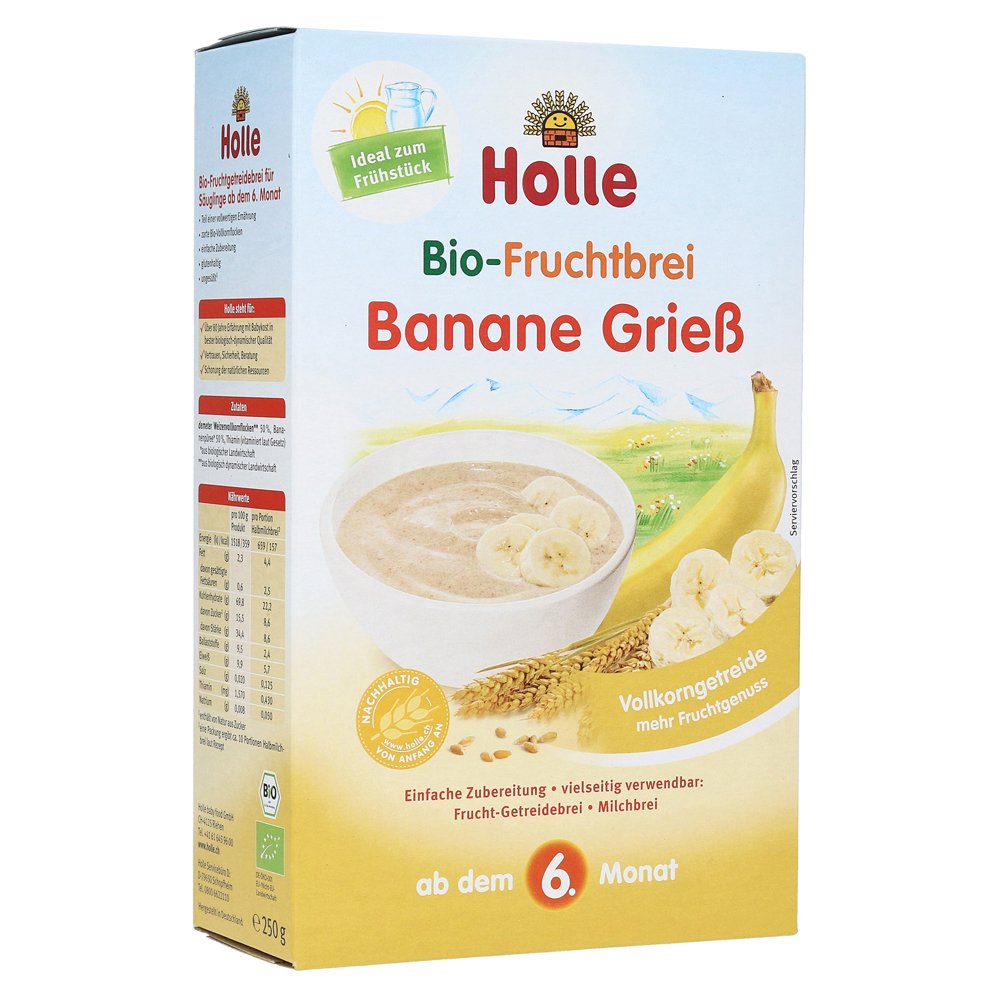 Holle Bio Fruchtbrei Banane Grieß, 250g