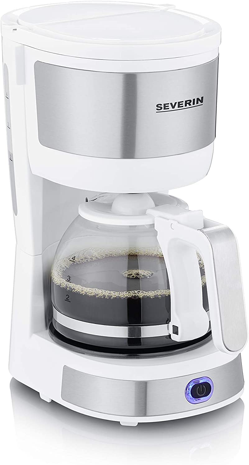 SEVERIN 4809-000 KA 4809 Compact Filter Coffee Machine, 750, 500 ml, Brushed Stainless Steel / White
