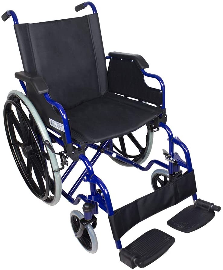 Mobiclinic Giralda Standard Folding Wheelchair - Blue Frame With Black Seat