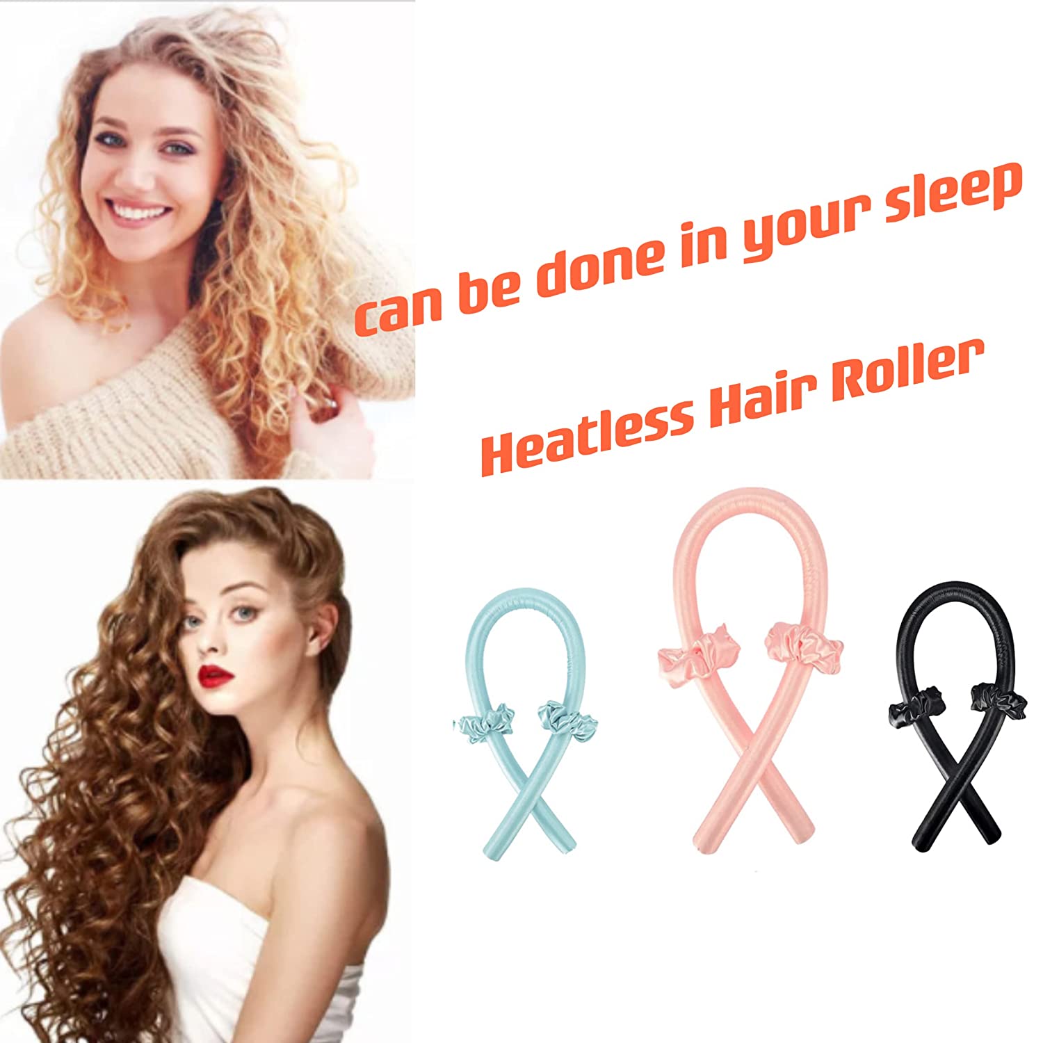 Lebexy Curls Curls Without Heat, Wave Formers Overnight, Diy Hair Curls Without Heat Hairstyle Set, For Long Medium Hair, Yellow, ‎yellow