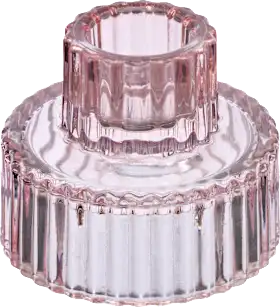 Glass candle holder 2in1, pink (4x5.5x8 cm), 1 piece