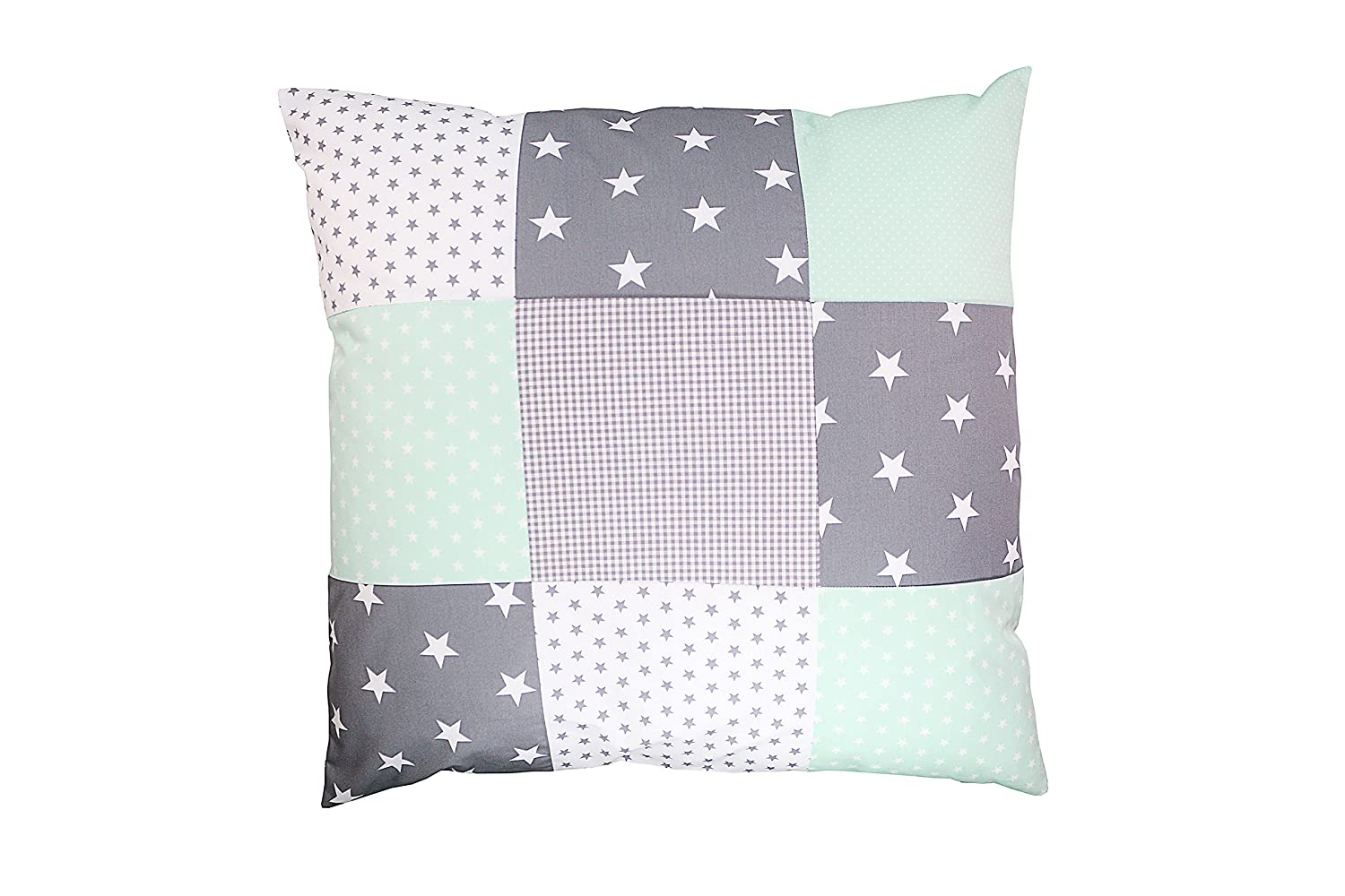 Ullenboom ® Patchwork Cushion Cover Mint Grey (60 X 60 Cm Cushion Cover, 10