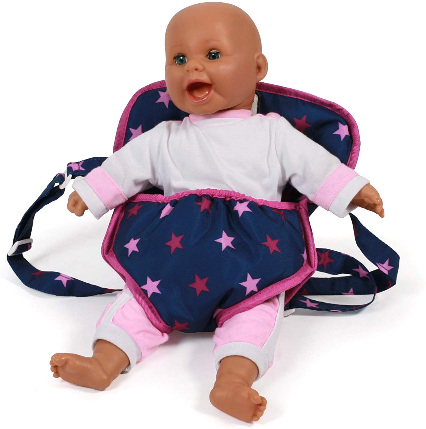 Bayer Chic 2000 782 72 Doll Carrier Strap for Baby Dolls, Doll Accessories, Stars Navy Pink