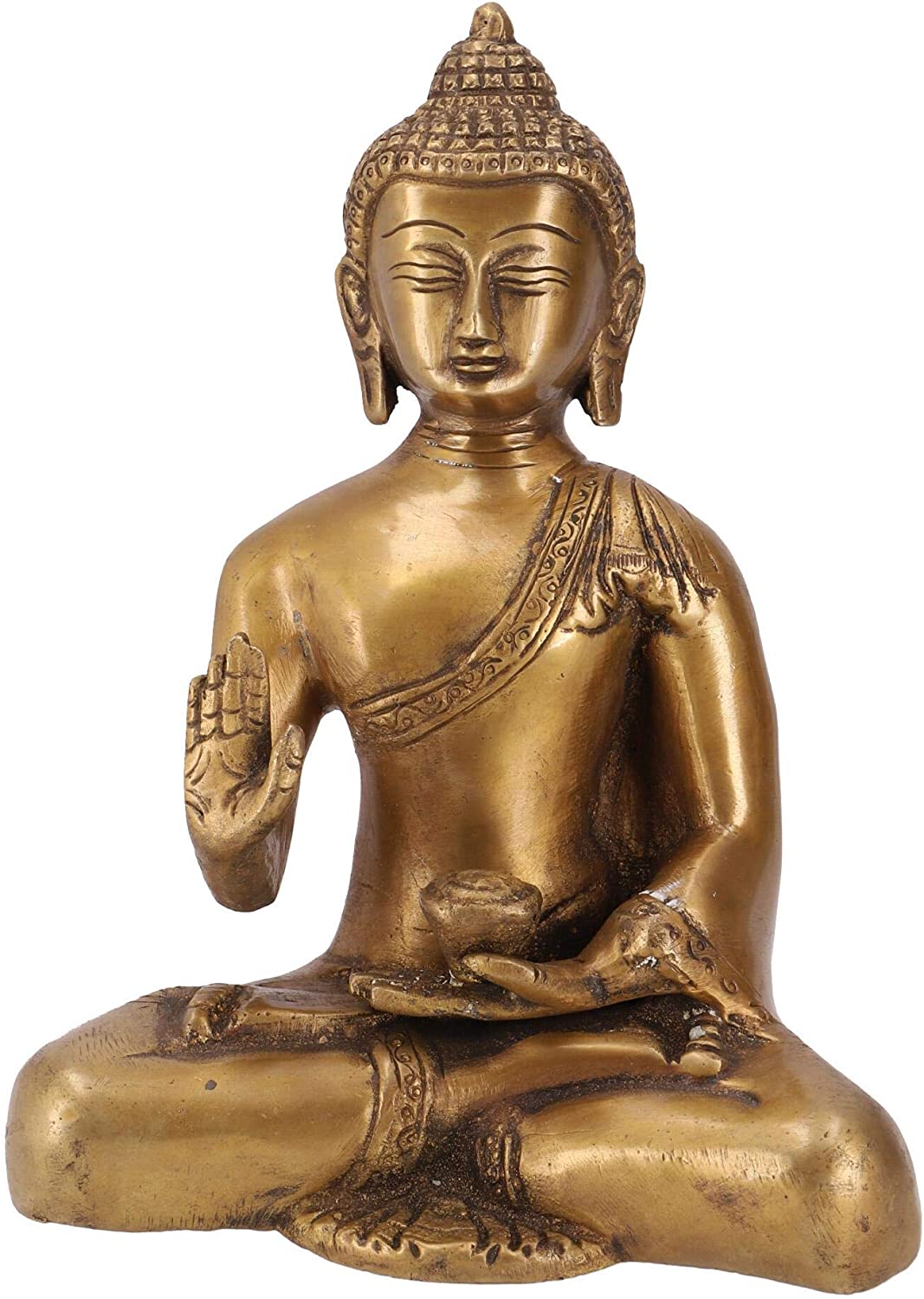 GURU SHOP Buddha Statue Brass Bhumisparsa Mudra 18 cm Model 6 Gold Buddha