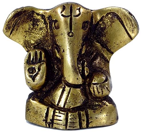 Guru Shop Baby Ganesh Talisman Made In India-Brass 3, 5X4X2 Cm Statues Bras