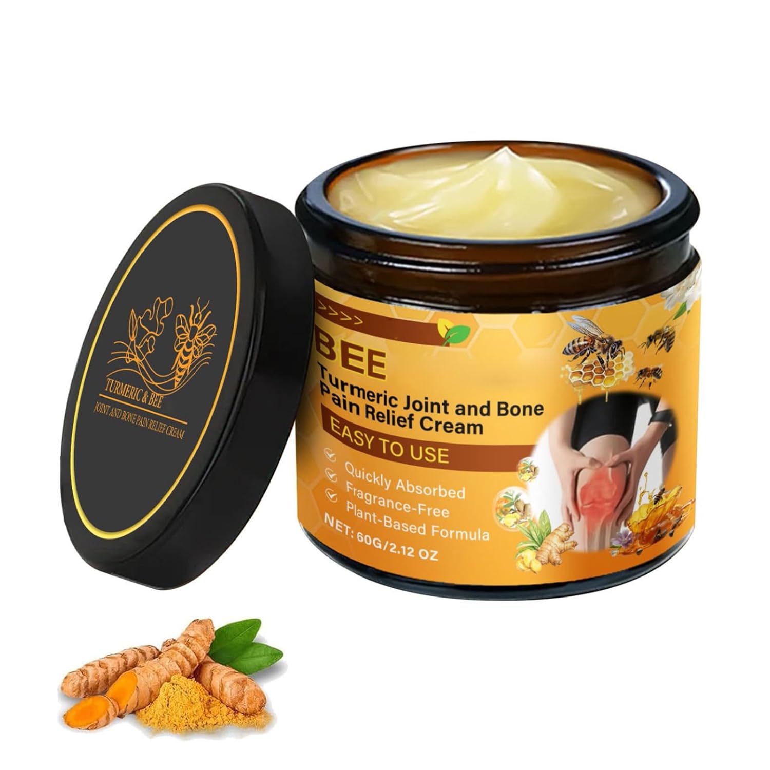 Bee Venom and Turmeric Joint Bone Pain Relief Cream, Bee Venom and Turmeric Joint Treatment Cream, Bee Venom Cream Promotes Joint Movement, Pack of 2