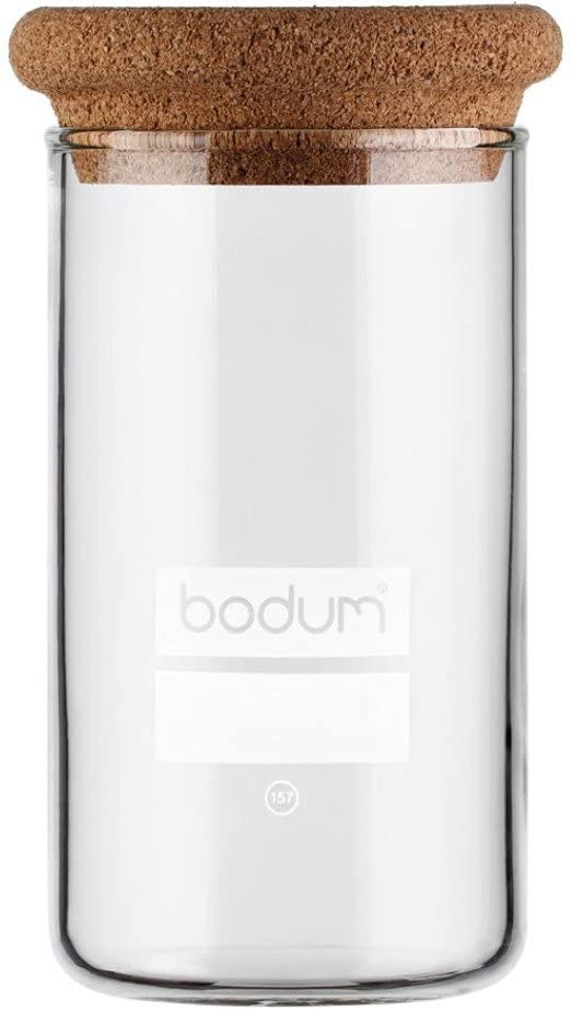 Bodum Yohki 8525-109-2 Storage Jars with Cork Lids 0.25 L Storage Jars, Glass, Cork, Transparent, 6.6 x 6.6 x 11.5 cm