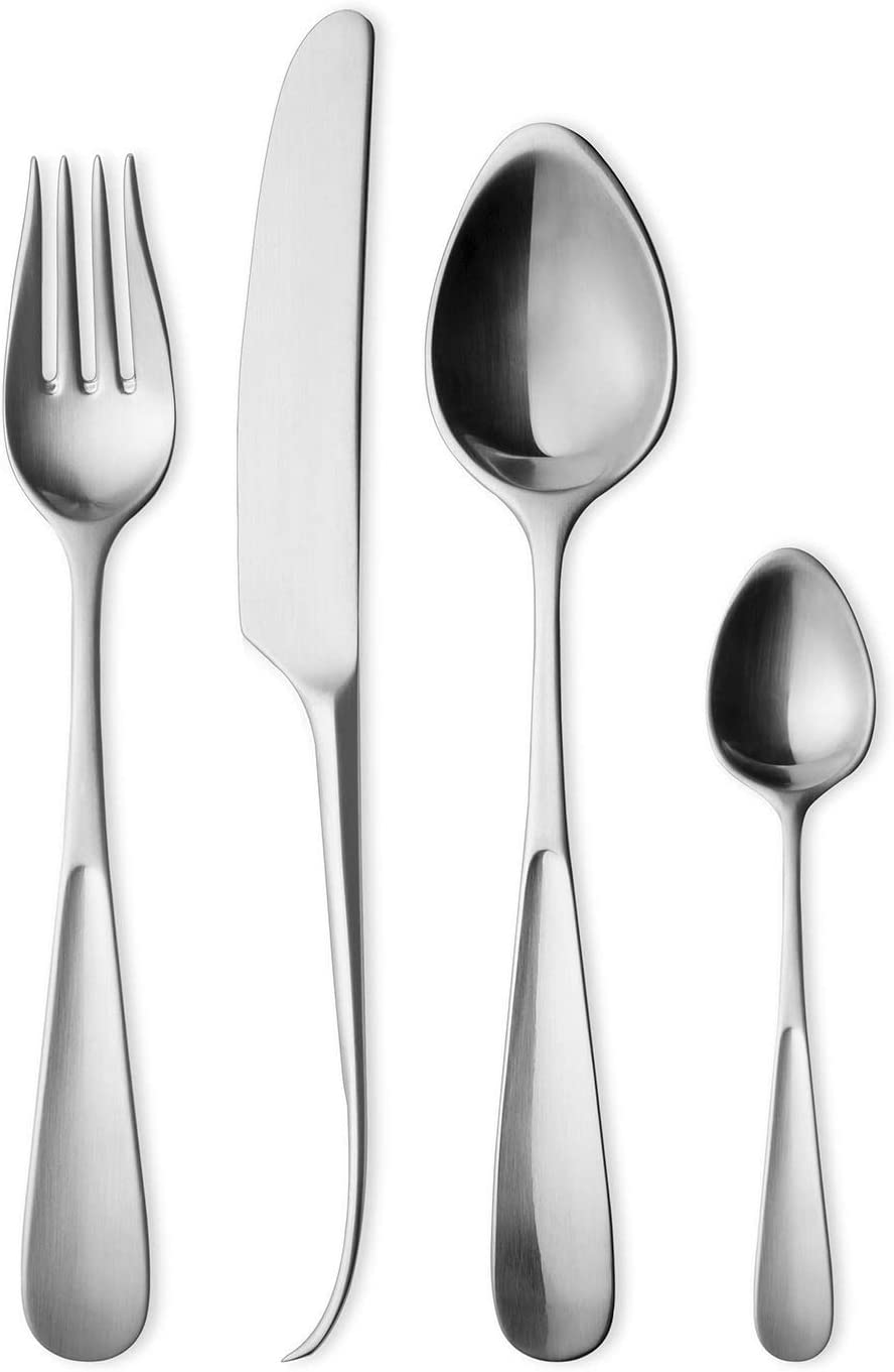 GEORGE Jensen GJ 106246 Cutlery Set of 4 Matt Stainless Steel, Stainless Steel, 4 x 19.1 x 26.3 cm