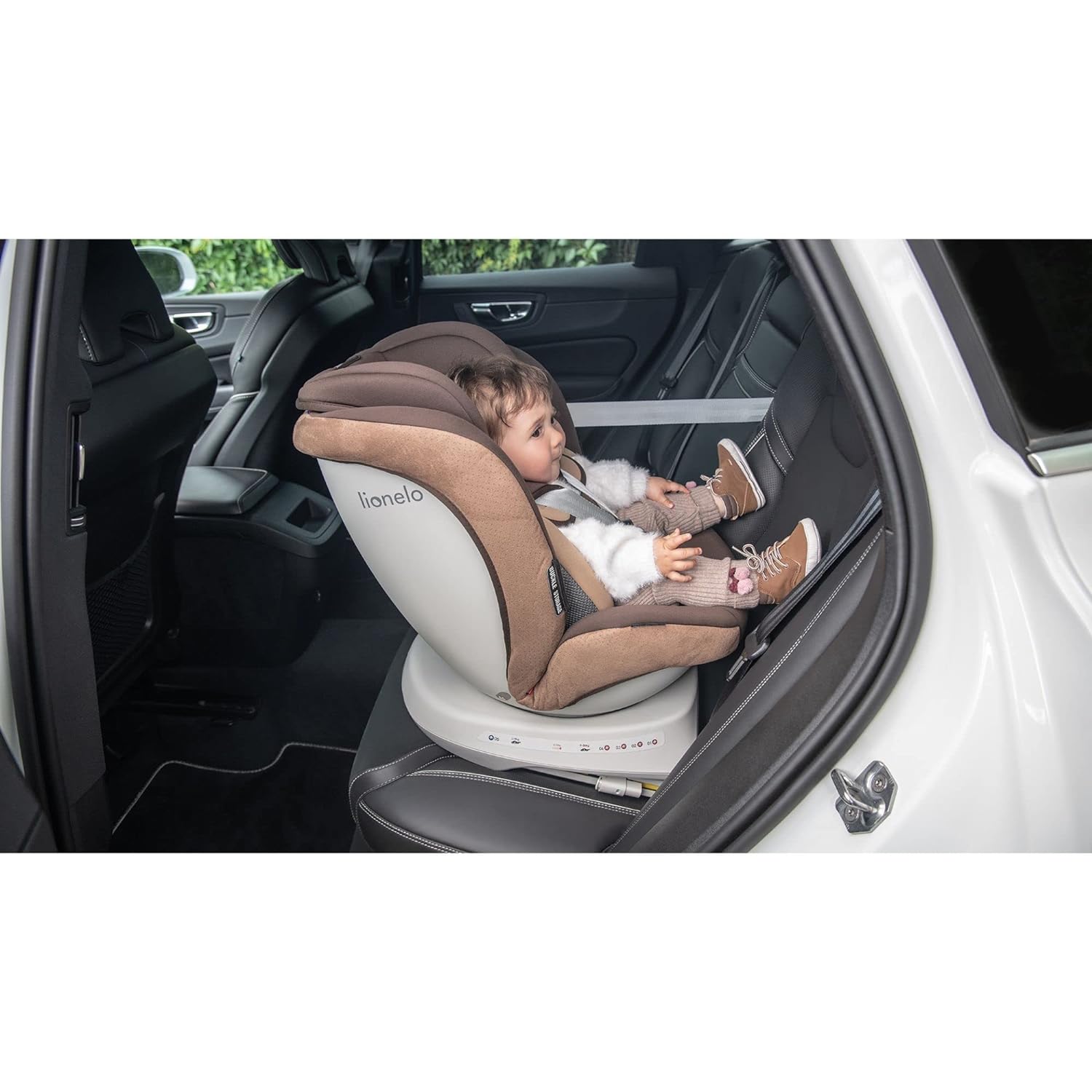 LIONELO Bastiaan One Child Seat from Birth 0-36 kg Isofix Top Tether 360 Degree Rotating Backwards Forward Side Protection 5-Point Seat Belts Dri-Seat (Grey)
