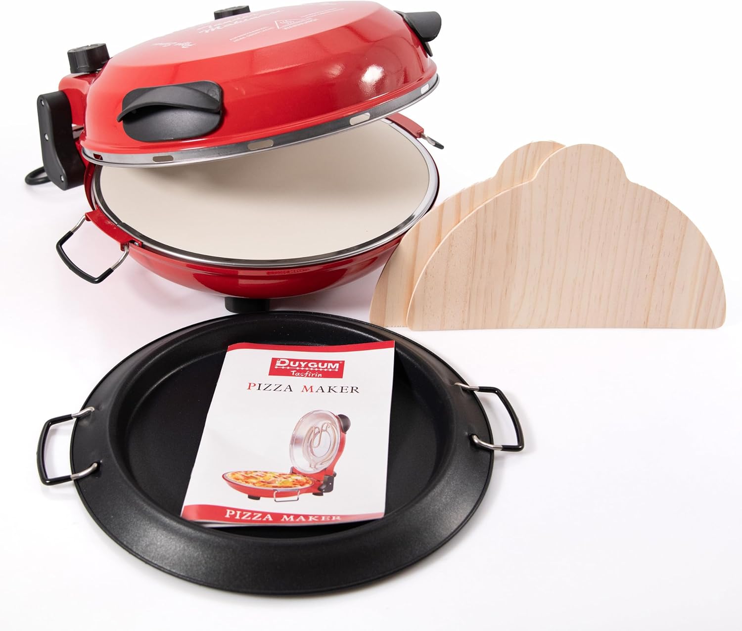 TruWare Electric Pizza Oven up to 400 Degrees Electric Pizza Maker with Pizza Pusher Stone Plate and Baking Tray 32 cm Pizza Stone