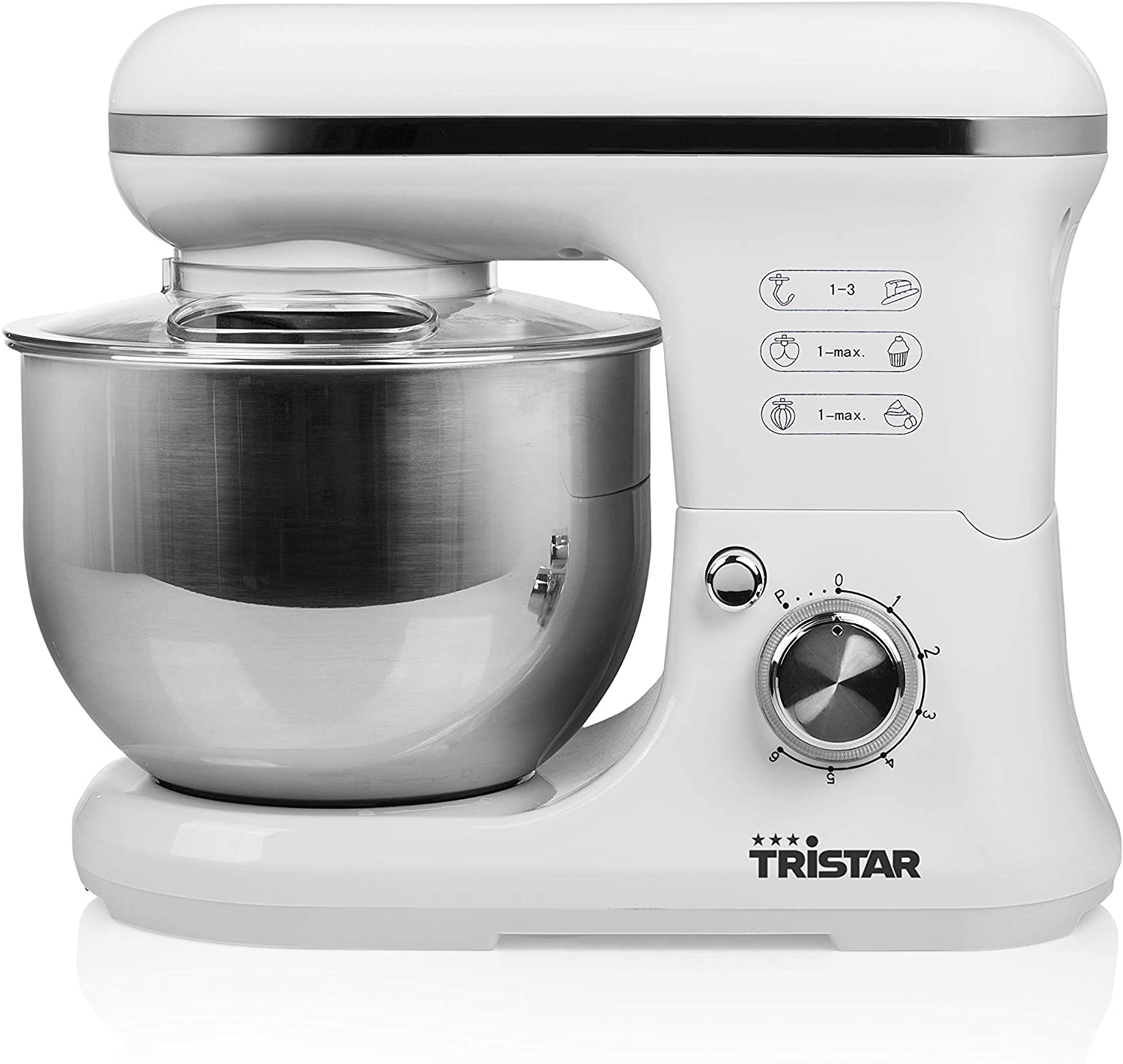 Tristar MX-4817 Multifunctional Food Processor with 5 L Stainless Steel Bowl, 1200 Watt, White, Stainless Steel
