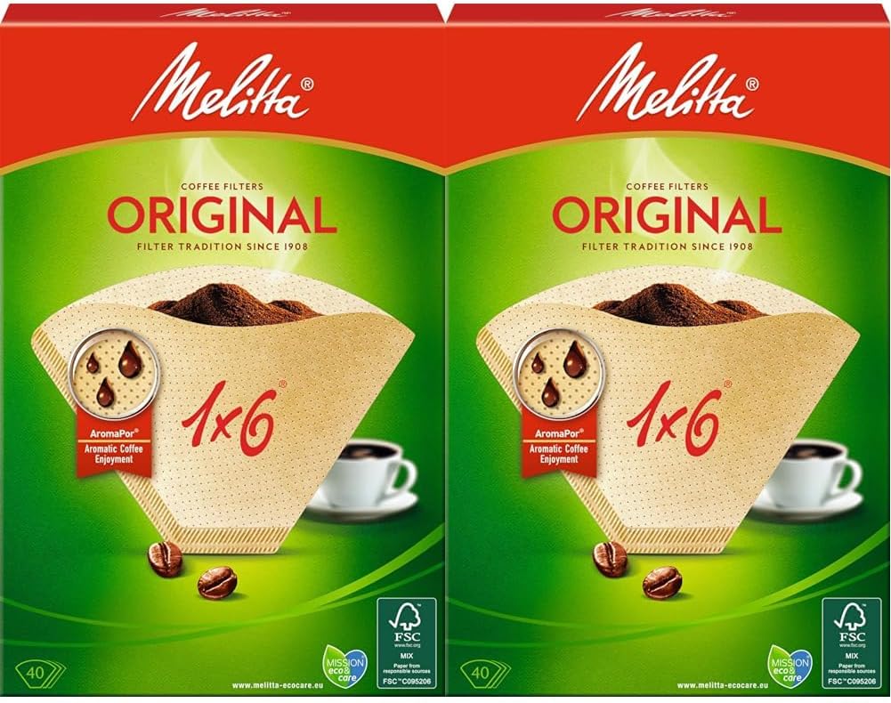 Melitta Original 1 x 6, 40 Pieces, Brown (Pack of 2)