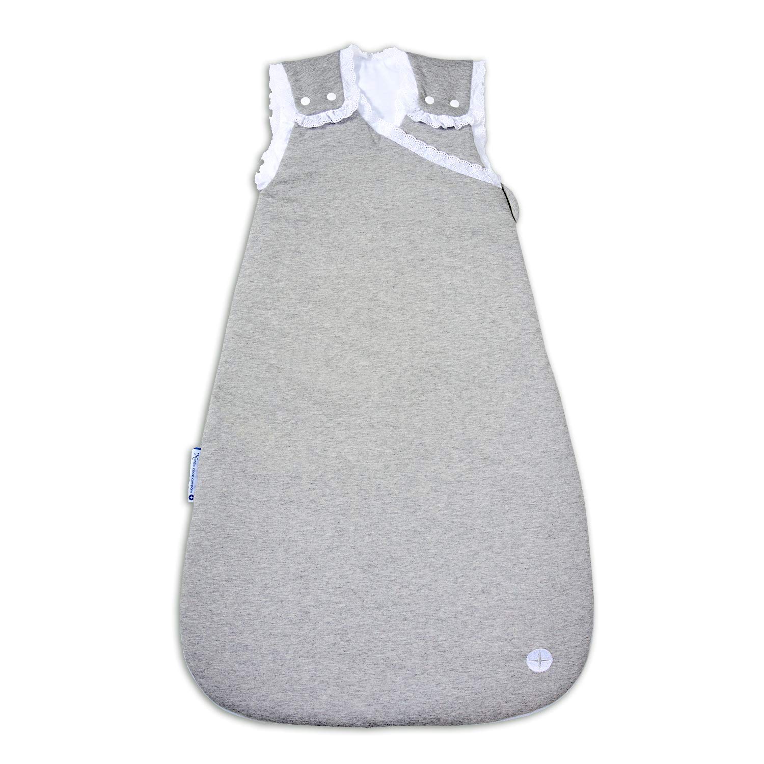 Baby Sleeping Bag Newborn 60 cm Nordic Coast Grey & Lace 0-3 Months All-Year Baby Sleeping Bag for 18-21° Room Temperature Ideal for Baby Bed
