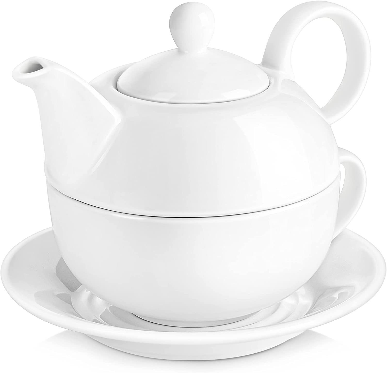 Malacasa Sweet.Time Series Tea for One Set Porcelain Tea Service 4 Pieces Coffee Service