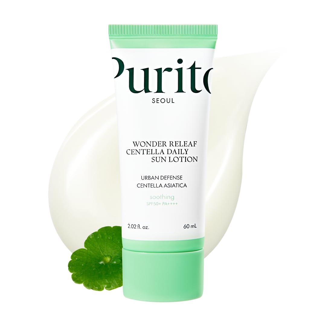 PURITO SEOUL Wonder Releaf Centella Daily Sun Lotion SPF50+ PA++++ Korean Centella No White Print Soothing Facial Sun Lotion K-Beauty