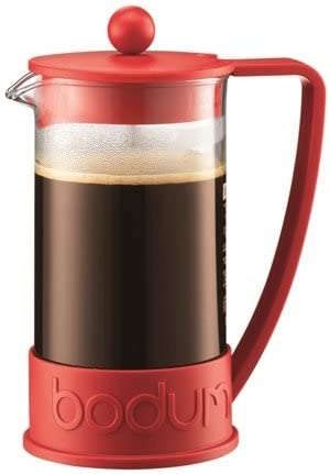 Bodum 10938294 Brazil French Press 8-Cup Coffee Maker Press filter action Filter system screws out 1 Litre capacity Cup Capacity: 8 Dishwasher safe - Red