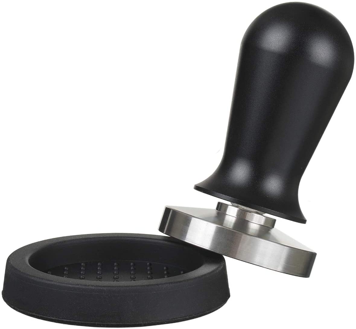 scarlet bijoux Scarlet Espresso | Tamper \"Perfetto\" for Barista; Calibrated to 35 lbs Contact Pressure; with Aluminium or Precious Wood Handle and Precision Stainless Steel Base (Set 51 mm & Tamper Tray)