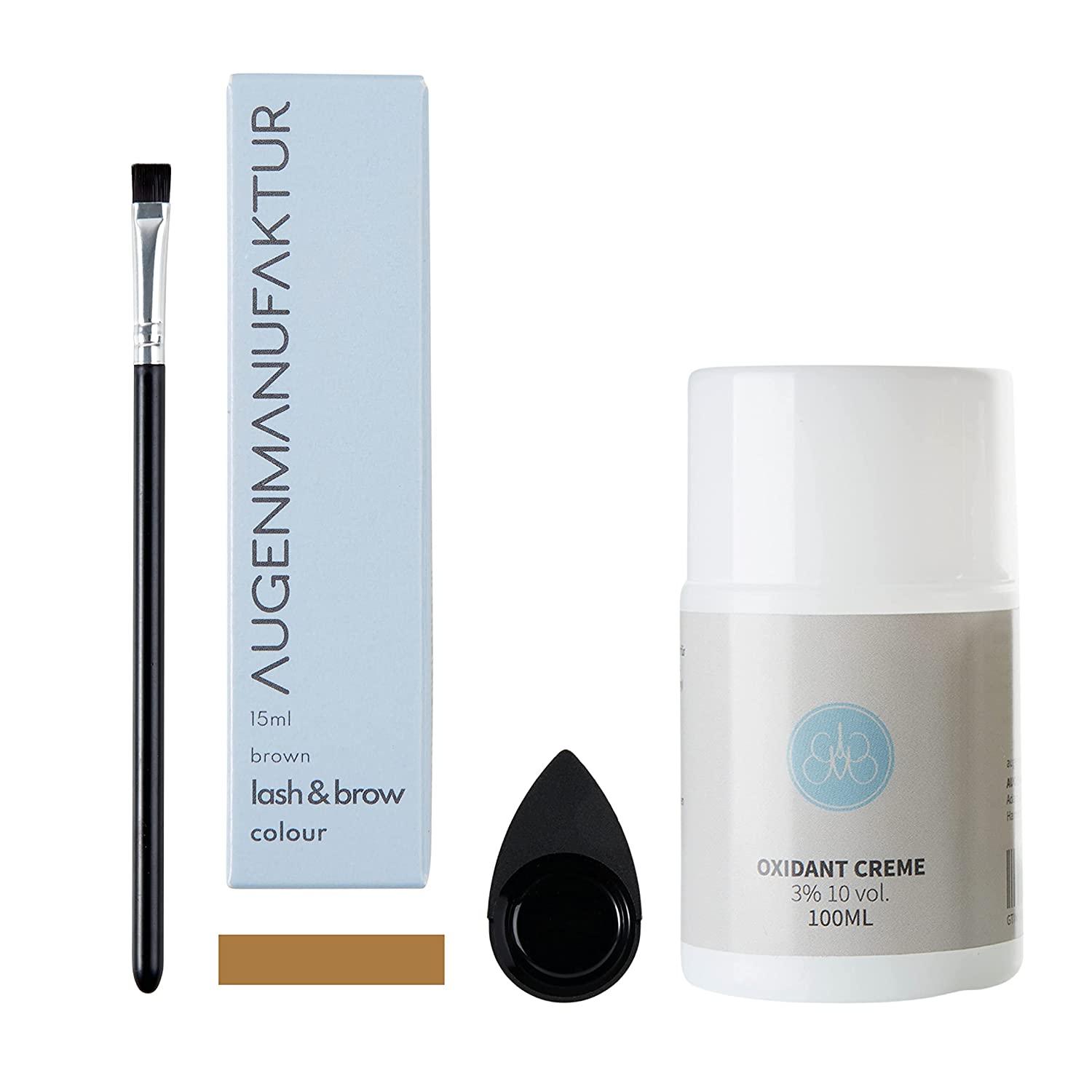 Augenmanufaktur Colour Lash & Brow Basis Kit (Brown) - Set for Colouring Eyelashes & Eyebrows for a Natural and Long-Lasting Result, ‎brown