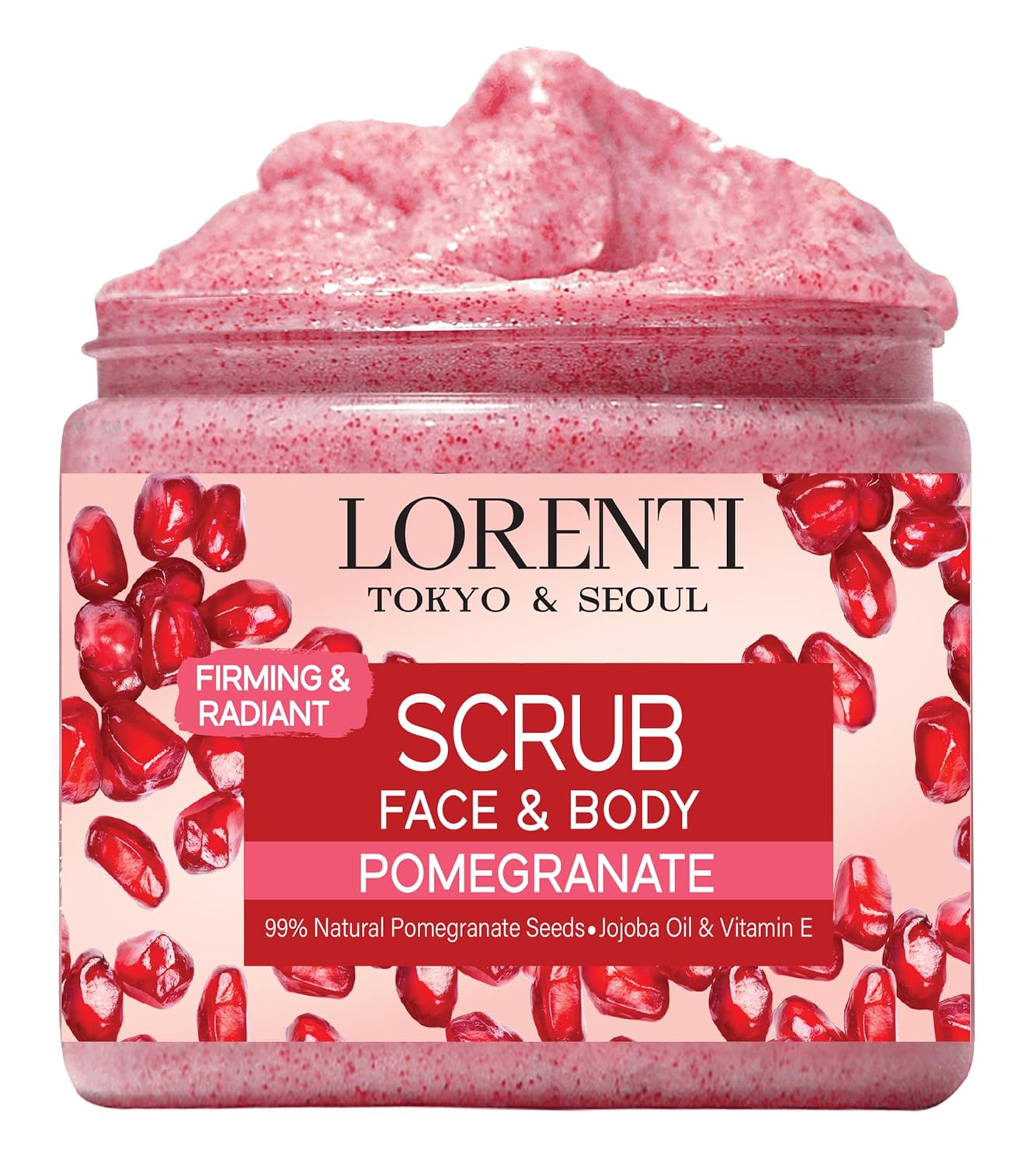 LORENTI TOKYO & SEOUL Face & Body Scrub 500 ml Pomegranate | Exfoliating Face | Exfoliating Body | Face & Body & Spa | Skin Care | Refreshing Peeling for Men and Women | Body Scrub | Skin Care