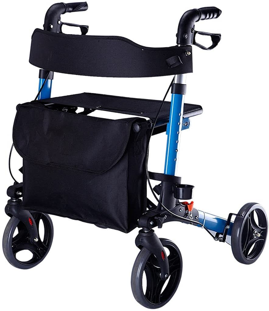 Rolling Walkers Rollator Walker, Faltbarer Senior Walker mit Rückenlehne und Sitz, Mobilitäts-Gehhilfe für ältere Menschen, Leichter Einkaufswagen (Size : 66×75×92cm)