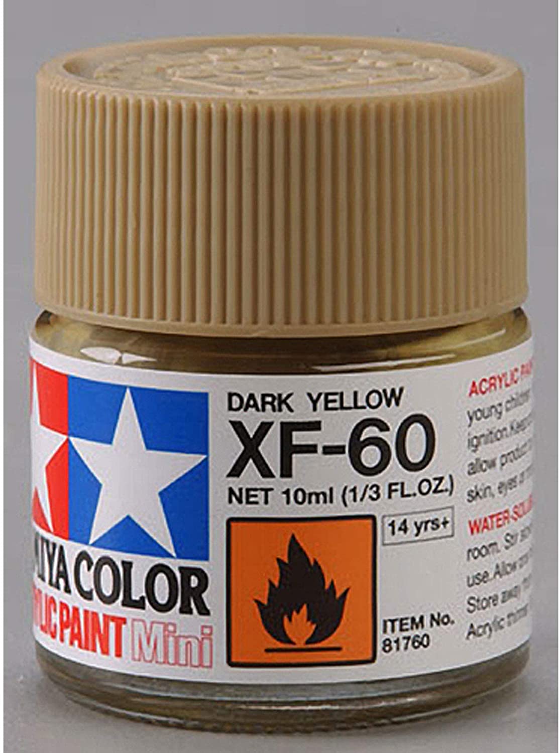 TAMIYA 81760 Mini Acrylic Paint Matt Dark Yellow 10ml XF-60