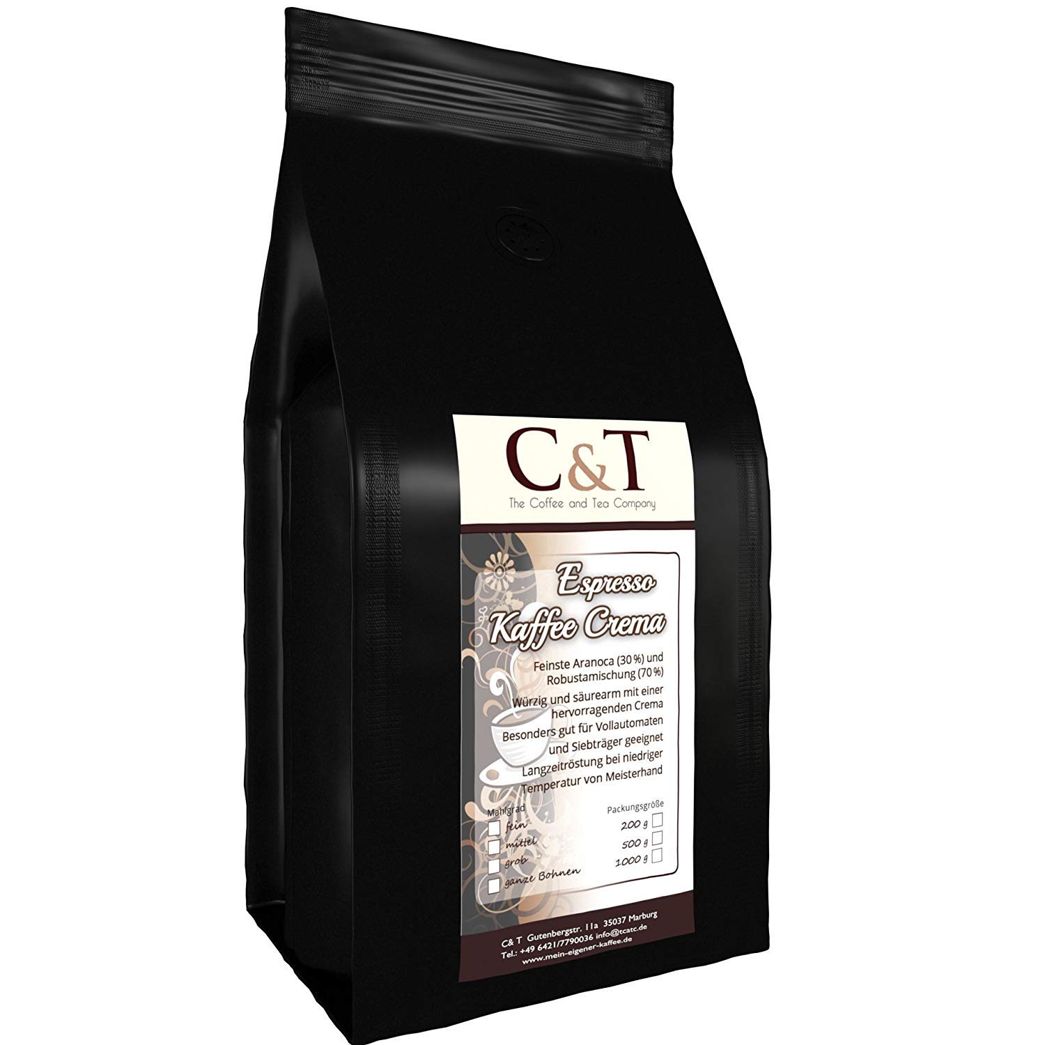 Espresso Cafe Crema - 500 g (whole bean) - low acid - gentle and freshly roasted