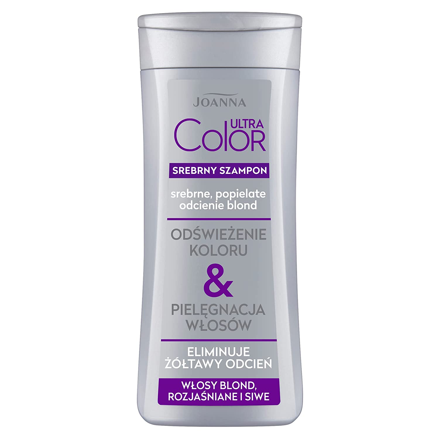 JOANNA Ultra Colour Silver Shampoo - Shampoo for Women - Colour Enhancing Shampoo - Neutralising Unwanted Yellow Tones - Makes Combing Hair - Silver Blonde Tones 400 ml