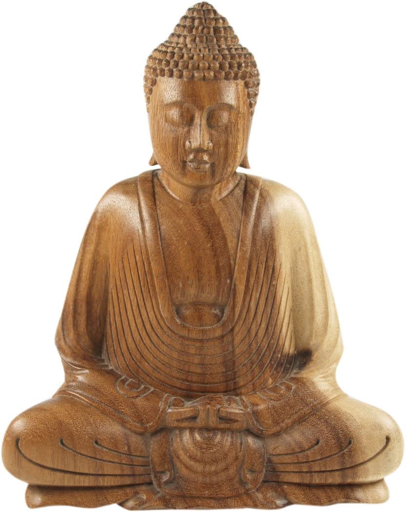 Guru-Shop GURU SHOP Wooden Buddha Statue Handmade 27 cm Dhyana Mudra Design 10 Brown Buddha