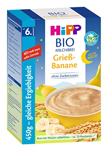 Hipp Gute-Nacht-Brei Grieß Banane 450g, 4er Pack (4 x 450g)
