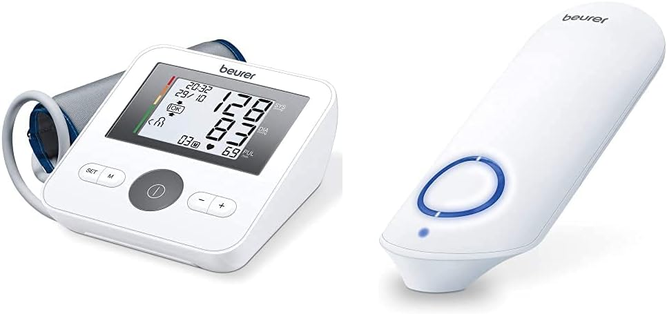 Beurer BM 27 Upper Arm Blood Pressure Monitor with Cuff Seat Control, for Upper Arm Circumferences of 22-42 cm, Risk Indicator, Arrhythmia Detection & BR 60 Insect Bite Healer