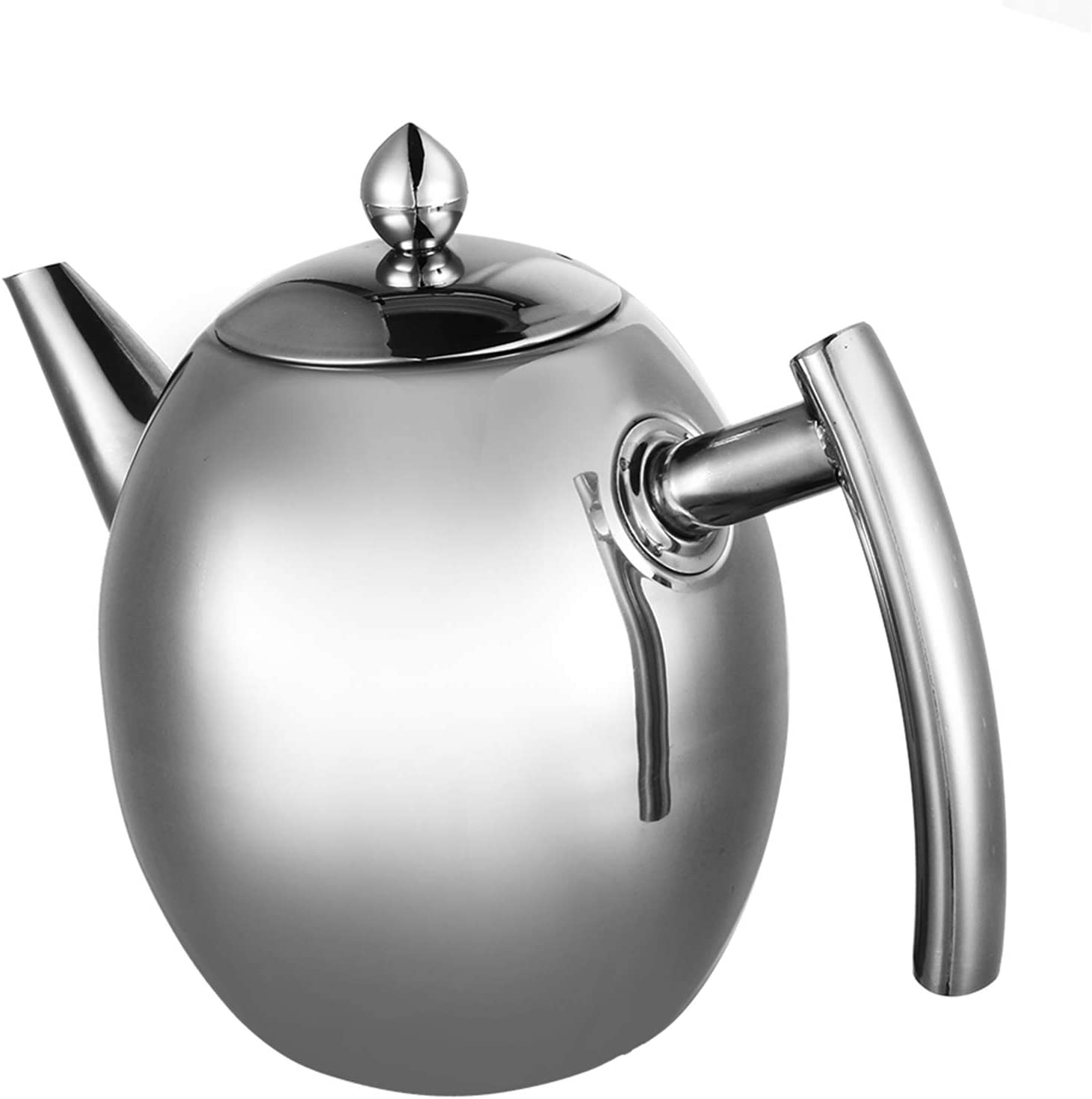 Garsent Teapot with Strainer, 1000 ml Stainless Steel Small Coffee Teapot with Tea Strainer with Steam Outlet for Home/Hotel/Cafes/Bars/Restaurants