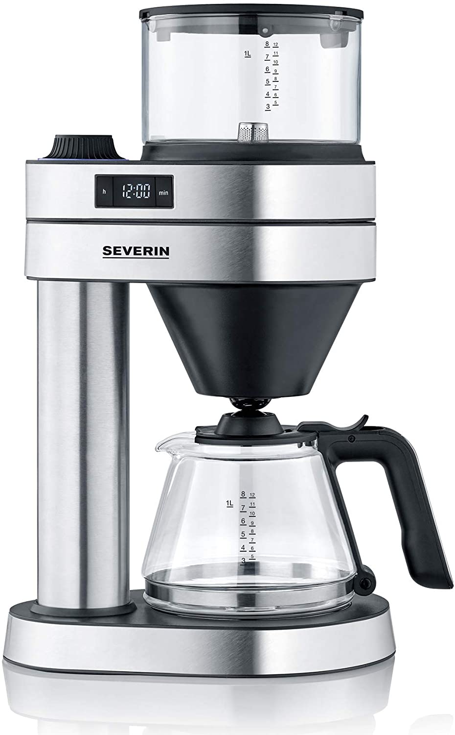 Severin Caprice Ka 5762 Filter Coffee Machine, Handmade with Coffee Machine for Up to 8 Cups, Coffee Machine With Timer, Brushed Stainless Steel / Matte Black Ka 5762