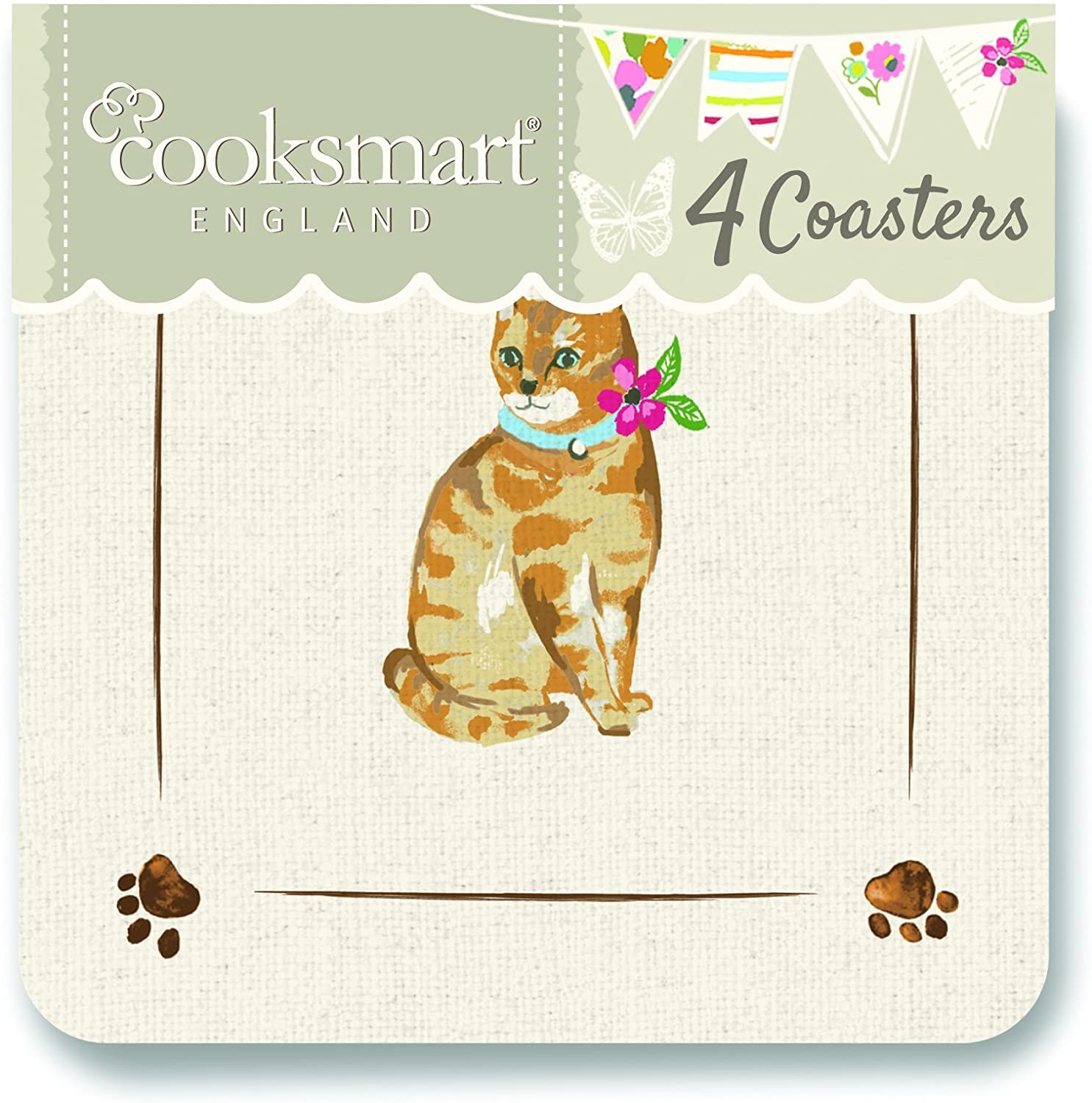 Cooksmart Cats on Parade Cats Coasters, Set of 4, Multi-Colour