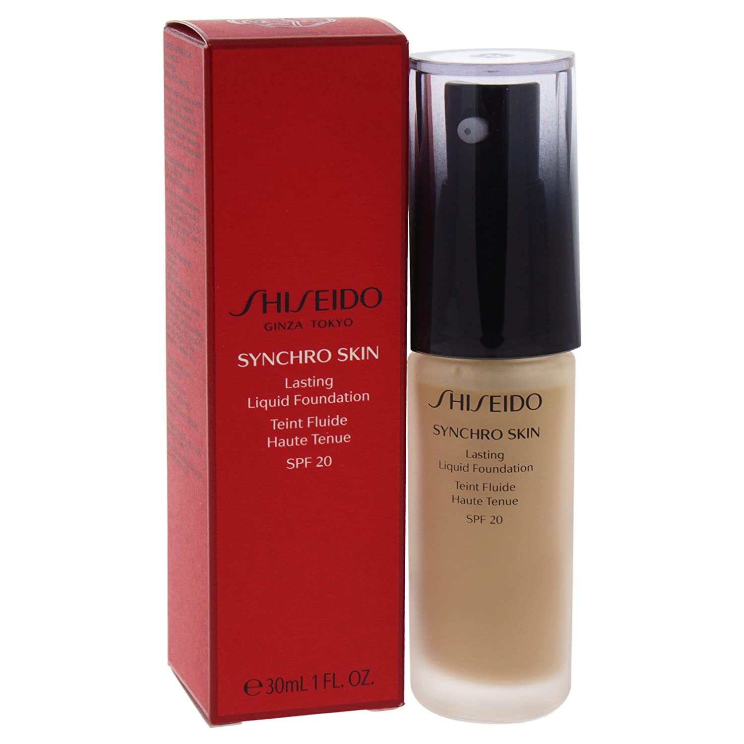Shiseido Synchro Skin Lasting Liquid Foundation Golden 4 Pack of 1 x 30 g)