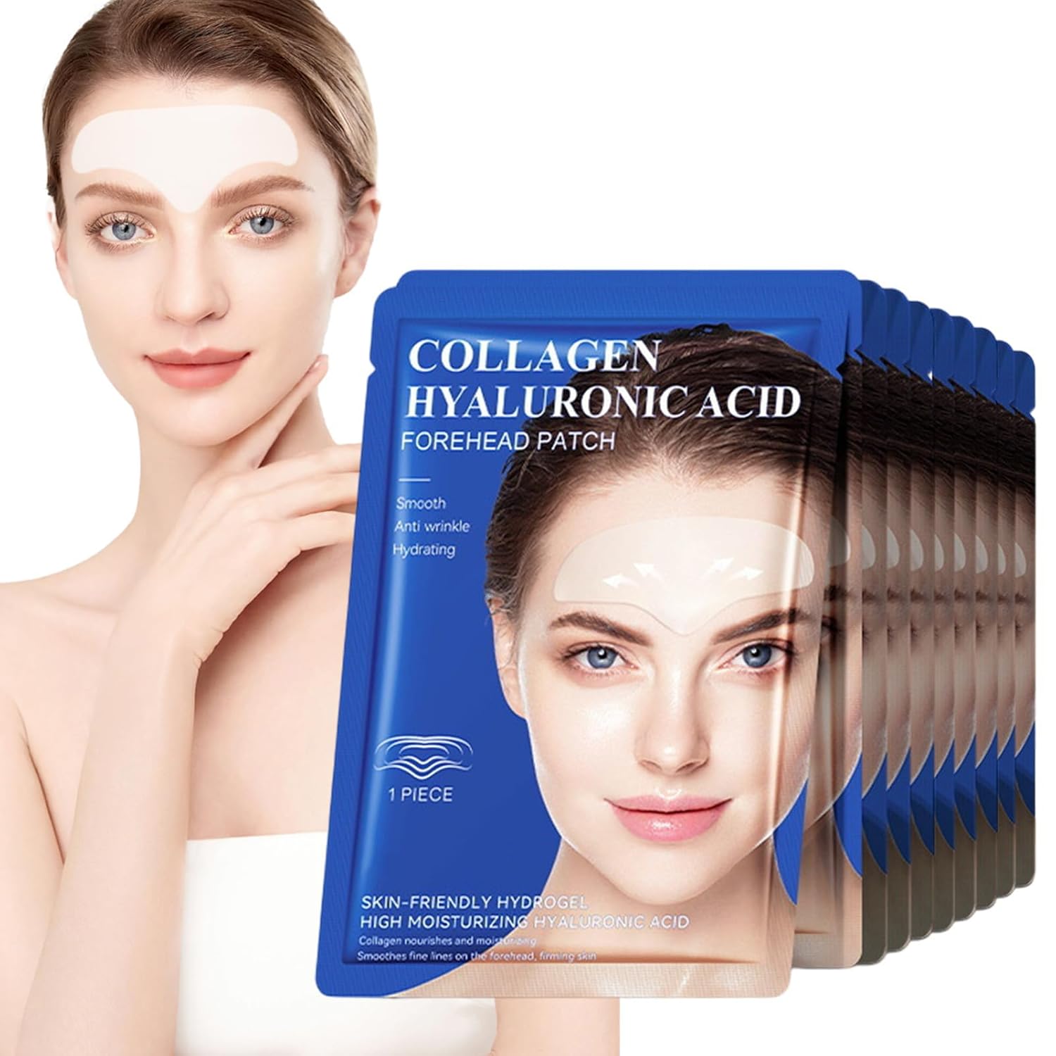 Pack of 10 Wrinkle Plasters, Anti Wrinkle Forehead Pad, Anti Wrinkle Plasters, Moisture and Anti-Ageing Wrinkle Patches, Anti Wrinkle Patches, Hydrogel Collagen Protein Forehead Wrinkle Patches