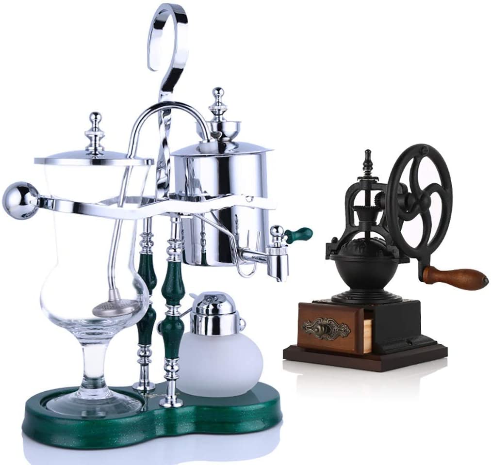 BJYG Siphon Coffee Machine Set Adjustable Temperature Belgian Jug Large Hand Wheel Grinder Vacuum Coffee Machines