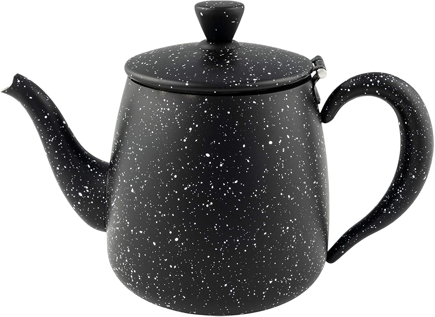 Cafe Ole Café Olé PT-018BG Premium 18oz 0.5L Teapot Made of High Quality Stainless Steel - Black Granite, Drip-Free Spout, Hollow Handles & Hinged Lid