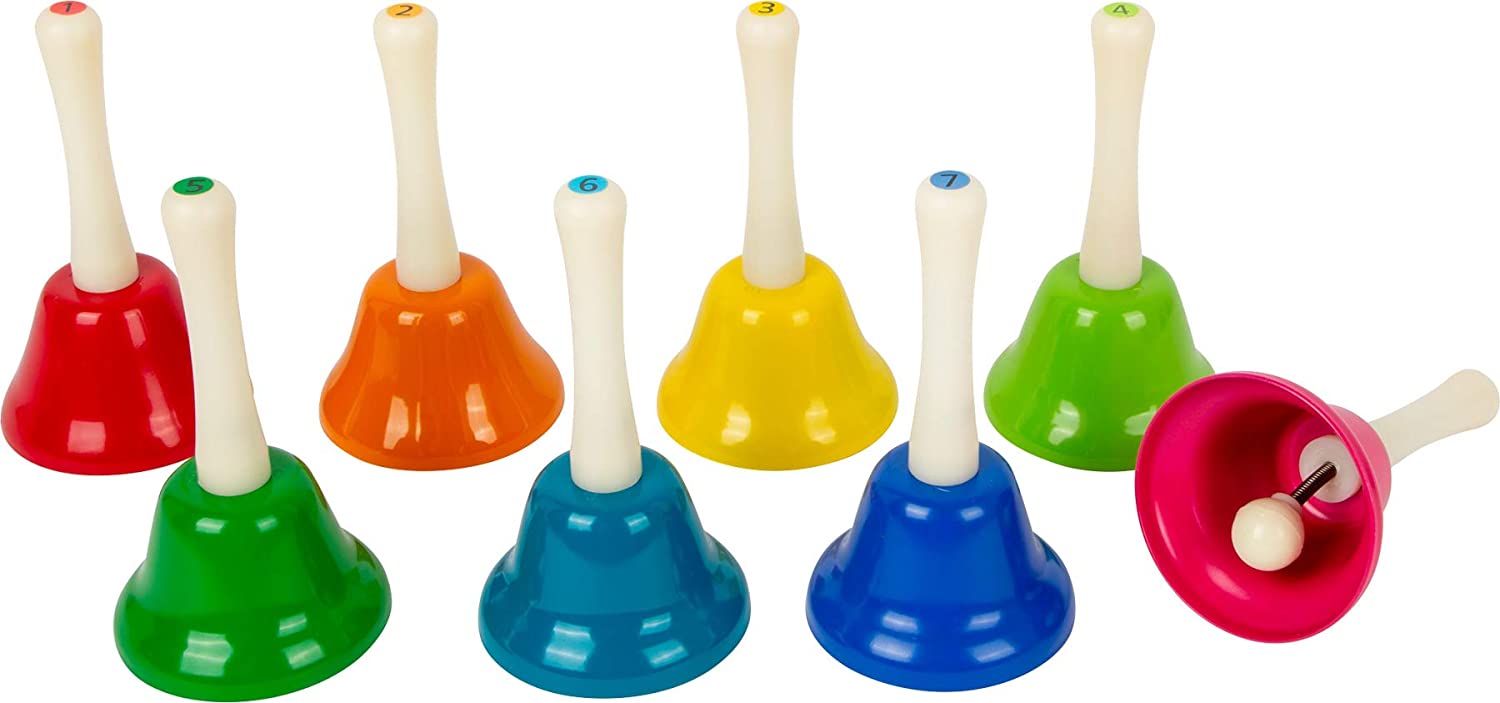 Small Foot 11693 8 Piece Early Education Musical Instrument Wooden Hand Bells Set 3+ Toys