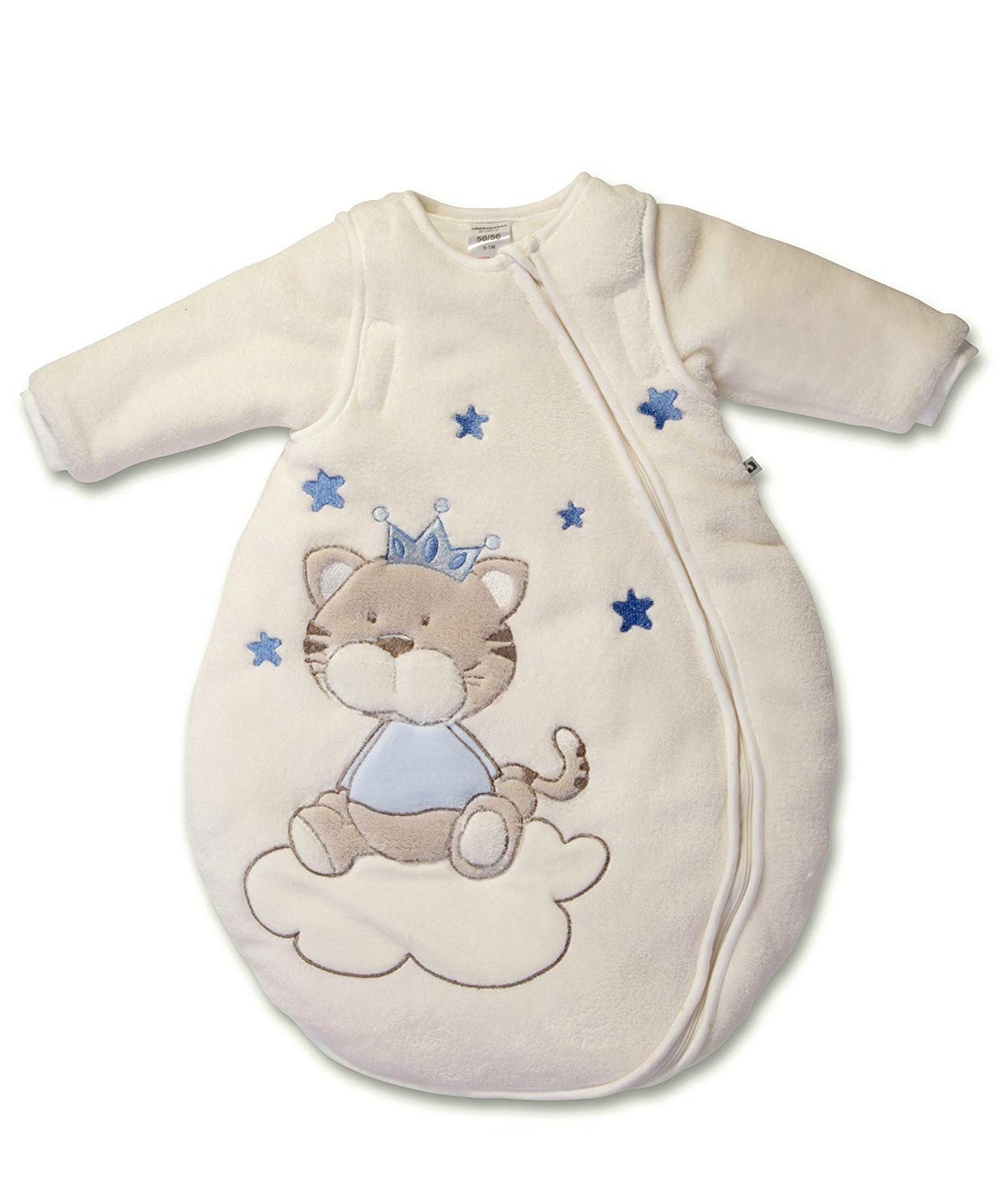 Jacky Boys Baby Winter Sleeping Bag Cat Sleeveless Padded Sleeping Bag Age 0-2 Months. Size: 50/56 Cm, Colour Blau, 350005. - 50-56