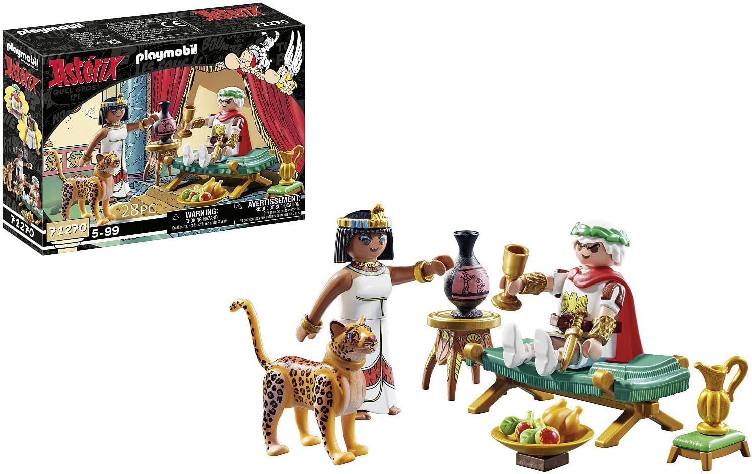 PLAYMOBIL Asterix 71270 Caesar and Cleopatra, Leopard and a Chaise Longue, Toy for Children from 5 Years