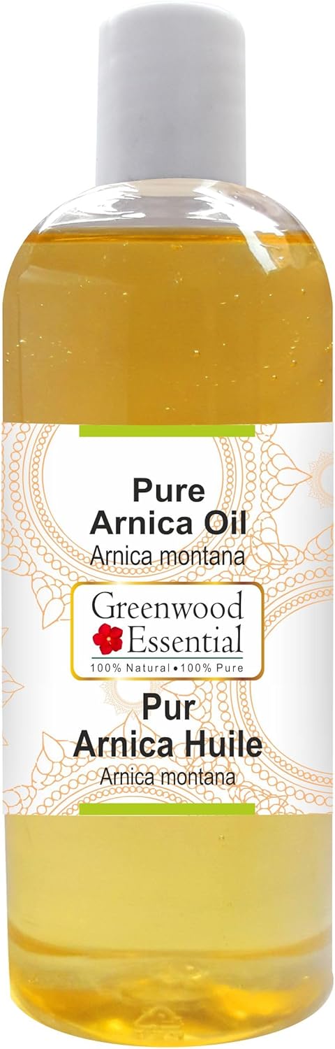 Greenwood Essential Pure Arnica Oil (Arnica Montana) Therapeutic Quality for Hair, Skin and Aromatherapy 200 ml (6.76 oz)