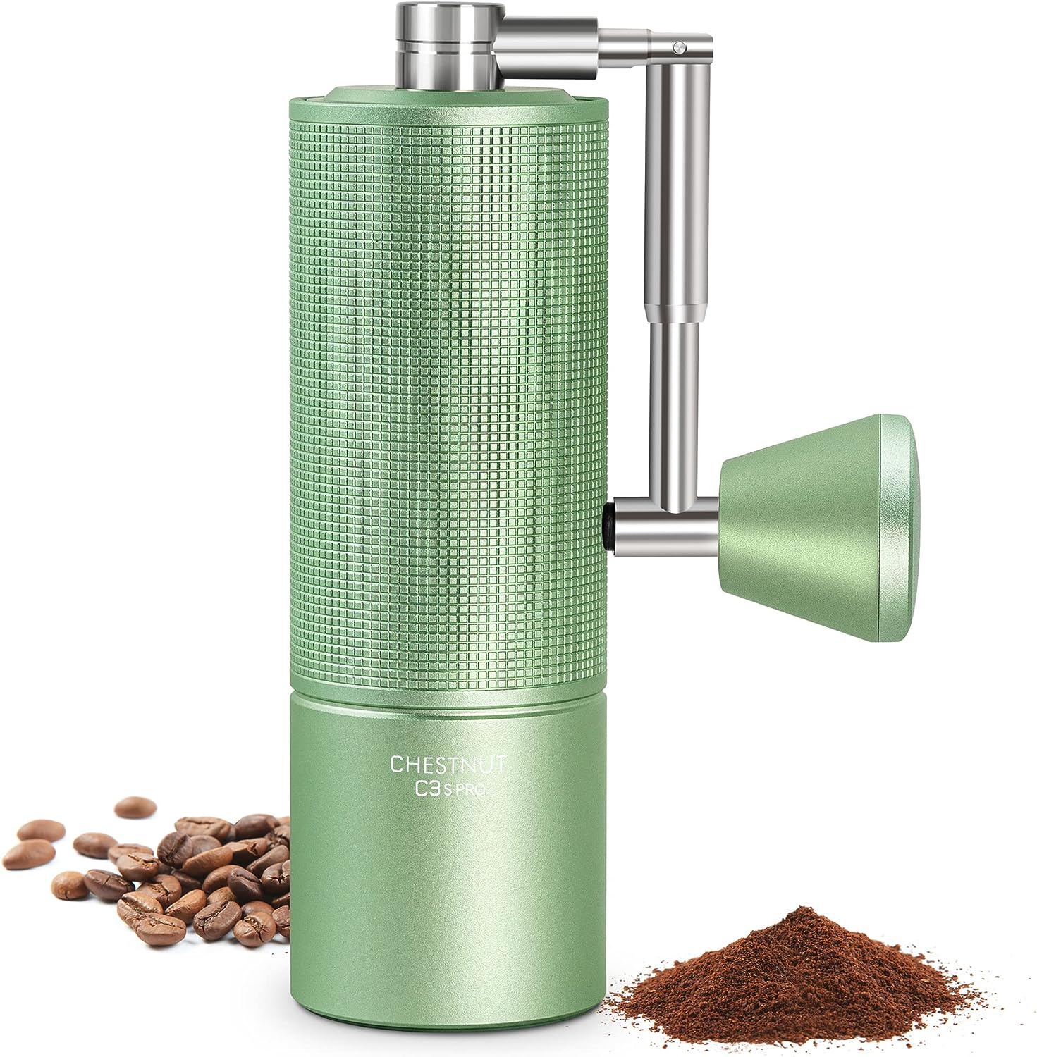 TIMEMORE Chestnut C3s PRO Manual Coffee Grinder, Upgrade Integrated All-Metal Housing, Hand Coffee Grinder with Folding Handle, for Espresso to French Press - Green