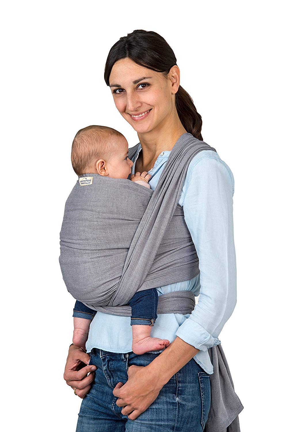 AMAZONAS Baby Sling Carry Sling Grey - Test Winner at Stiftung Warentest with Top Score 1.7-510 cm 0-3 Years to 15 kg in Grey