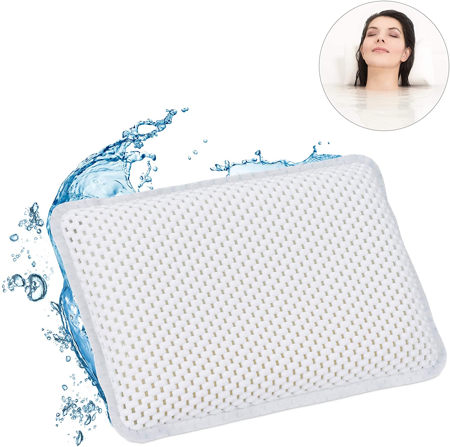 Relaxdays Bath Pillow With 8 Suction Cups For Head And Neck 19 X 28.5 X 5.5