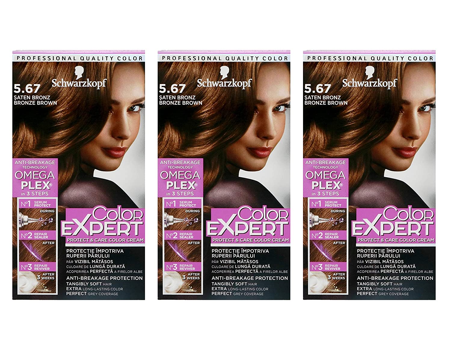 Schwarzkopf Colour Expert Intensive Care Colour Cream 5.67 Bronze Brown Pack of 3, ‎bronze