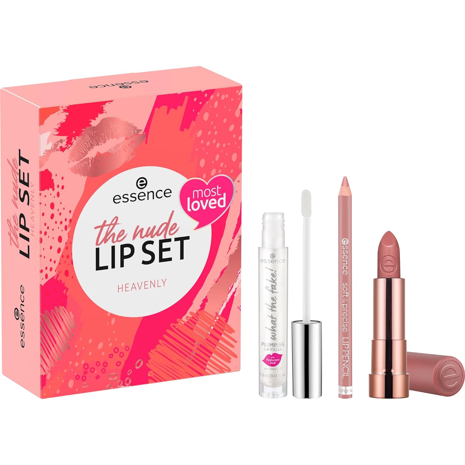 Essence the Nude Lip Set Heavenly, Lipstick, Acetone-Free, Vegan, No Microplastic Particles, Gluten-Free, Pack of 1 (3 Pieces)