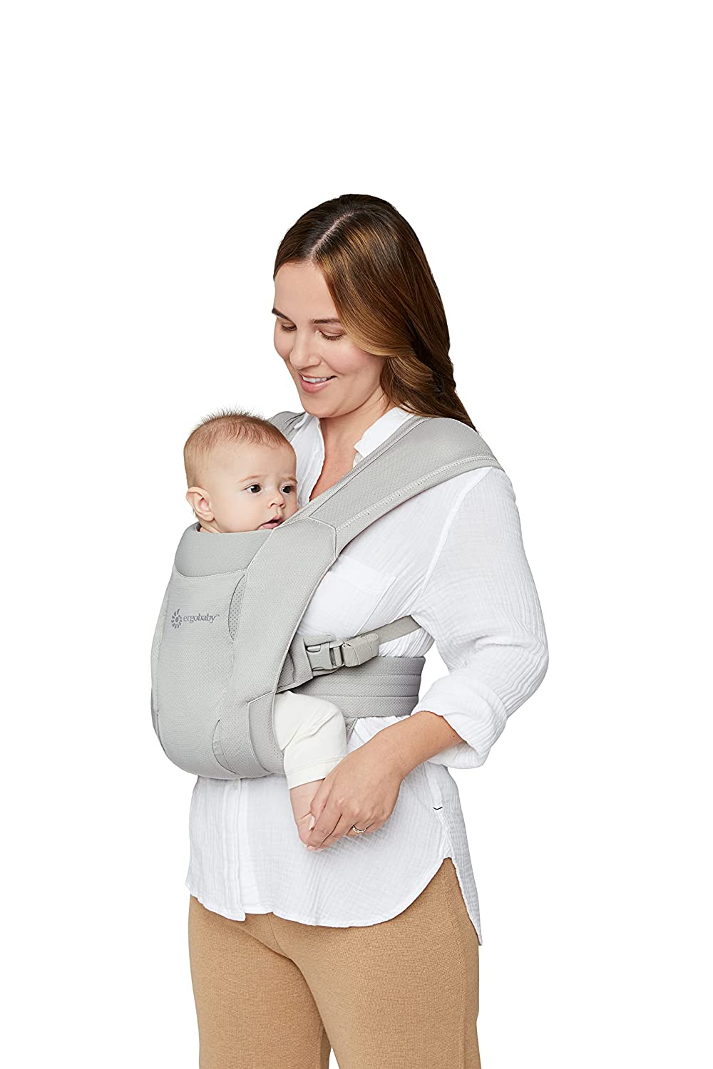 Ergobaby Embrace Soft Air Mesh Baby Carrier for Newborns from Birth, 2-Position Belly Carrier, Baby Carrier, Ergonomic, Soft Grey