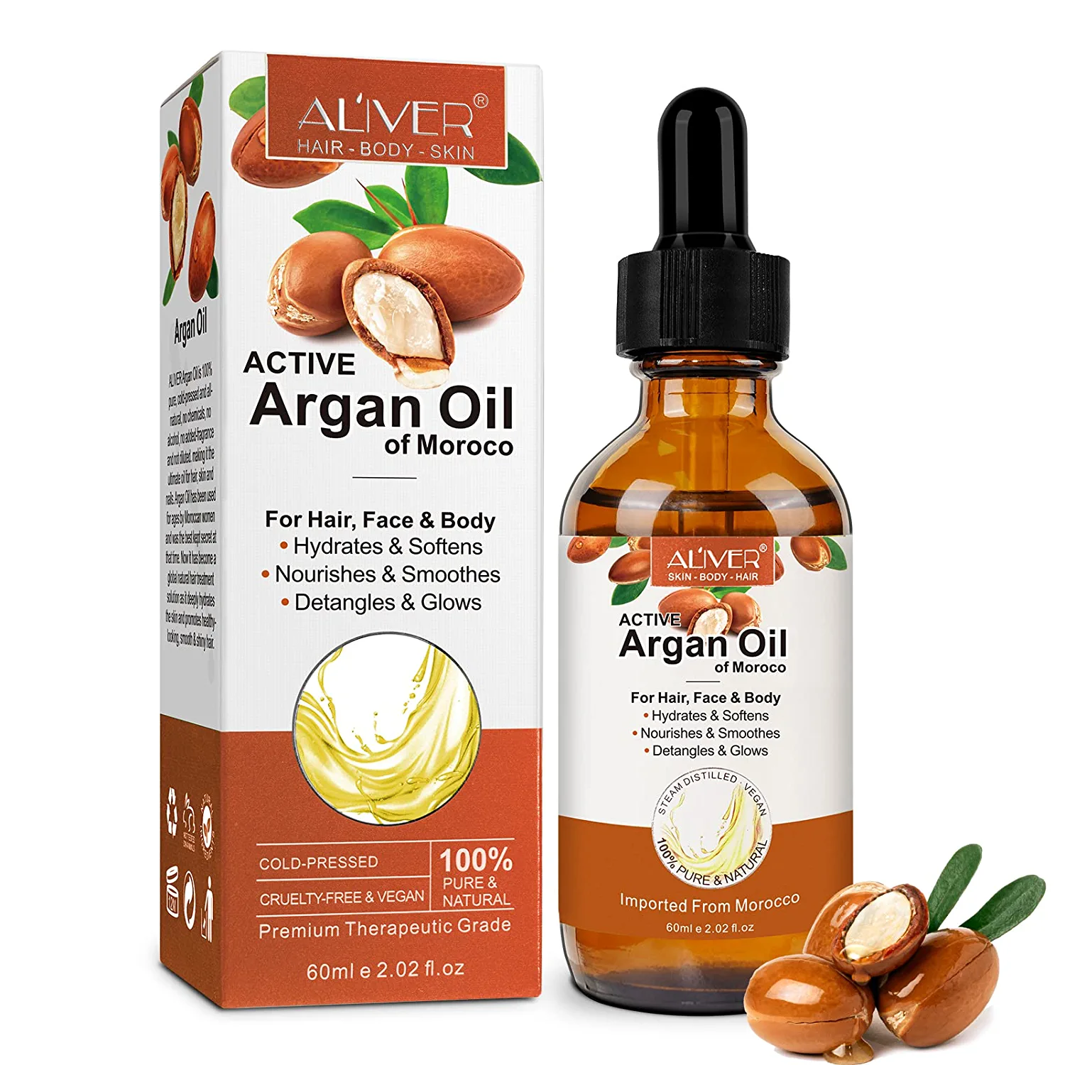 xayghe Morocco Active Arganöl für Haar, Skin, Nägel, Arganöl zum Reparieren und Nähren der Haare, Stärkung der Haarwurzeln, reduziert Spliss
