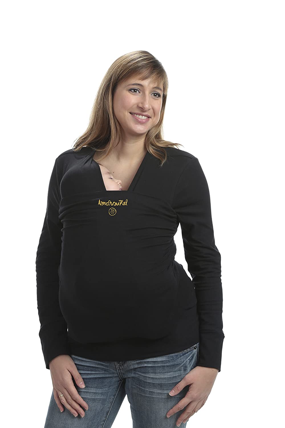Amarsupiel Mujeres Long-Sleeved Shirt with Integrated Baby Carrier XL Black